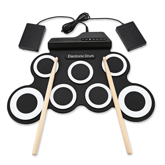 Portable Silicone 7 Pad Digital Drum Kit
